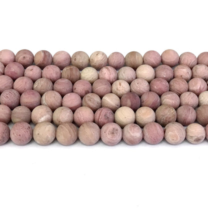 CJP328 Pink Wood Jasper Beads Matte Round 10mm 15" Strand