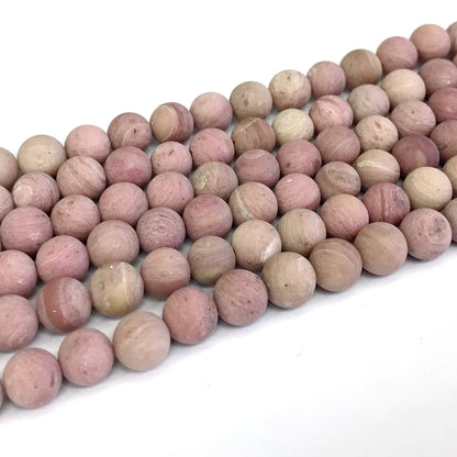 CJP329 Pink Wood Jasper Beads Matte Round 12mm 15" Strand