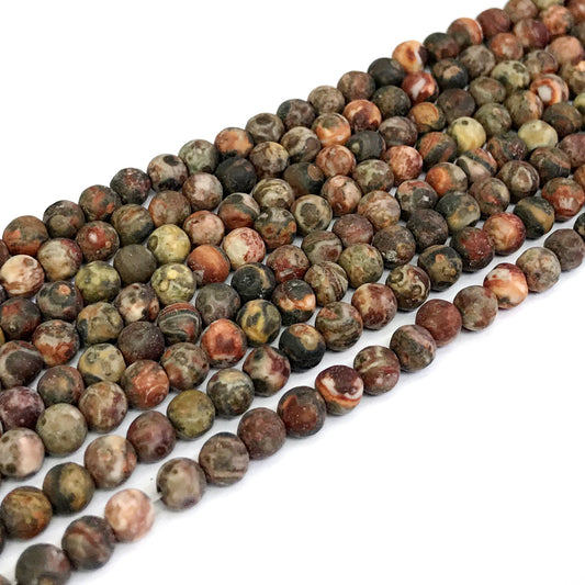 CJP333 Leopard Skin Jasper Beads Matte Round 4mm 15" Strand