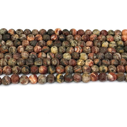 CJP333 Leopard Skin Jasper Beads Matte Round 4mm 15" Strand