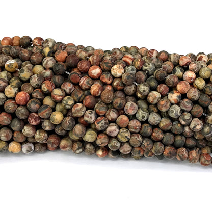 CJP333 Leopard Skin Jasper Beads Matte Round 4mm 15" Strand