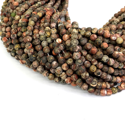 CJP333 Leopard Skin Jasper Beads Matte Round 4mm 15" Strand