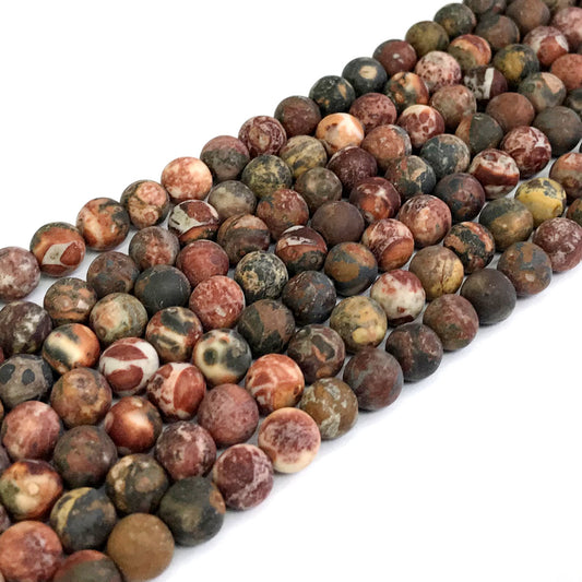 CJP334 Leopard Skin Jasper Beads Matte Round 6mm 15" Strand