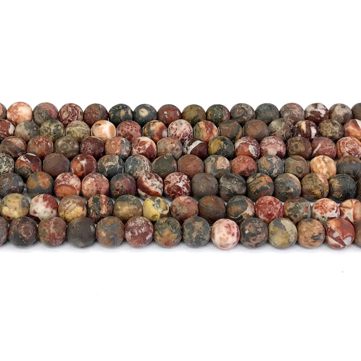 CJP334 Leopard Skin Jasper Beads Matte Round 6mm 15" Strand