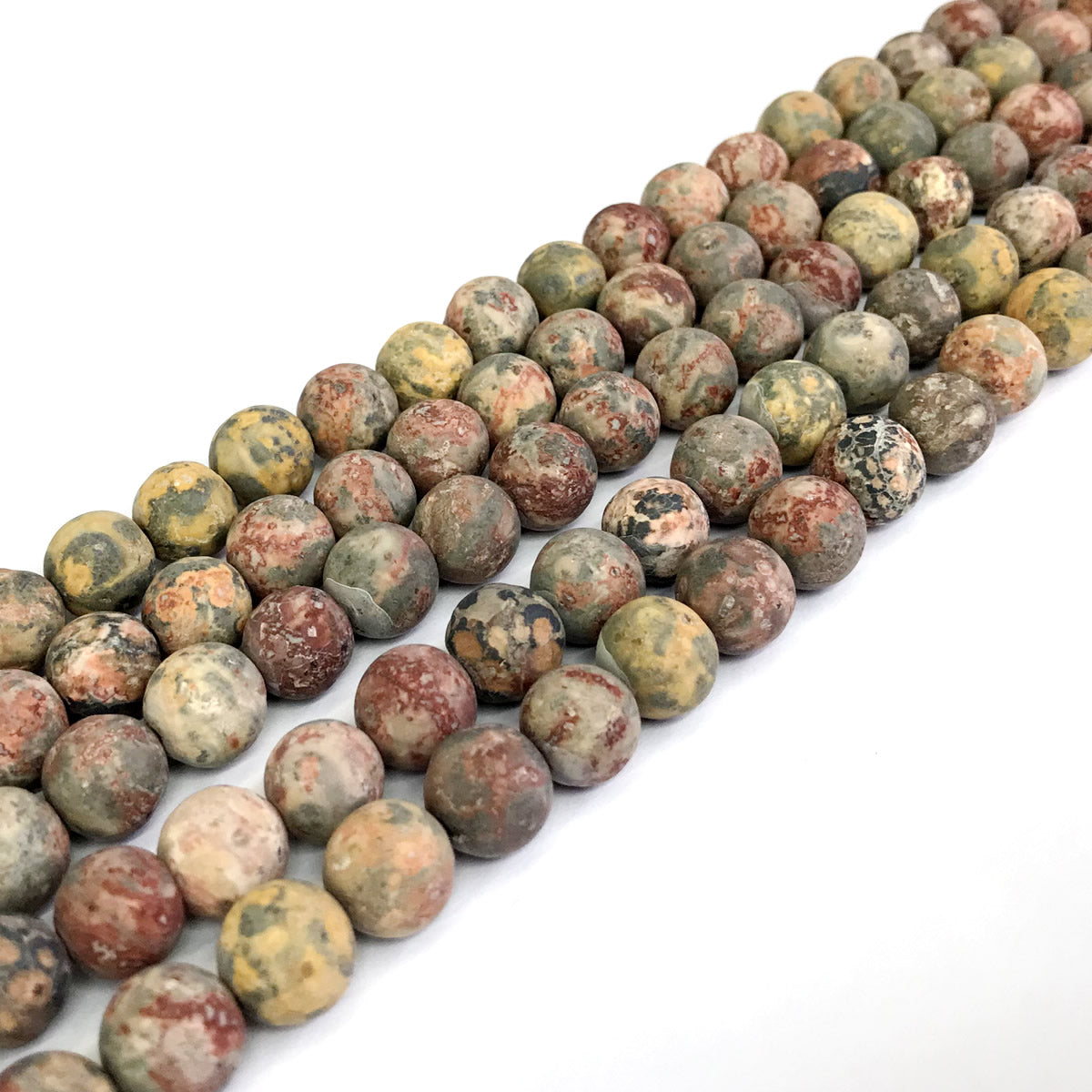 CJP335 Leopard Skin Jasper Beads Matte Round 8mm 15" Strand