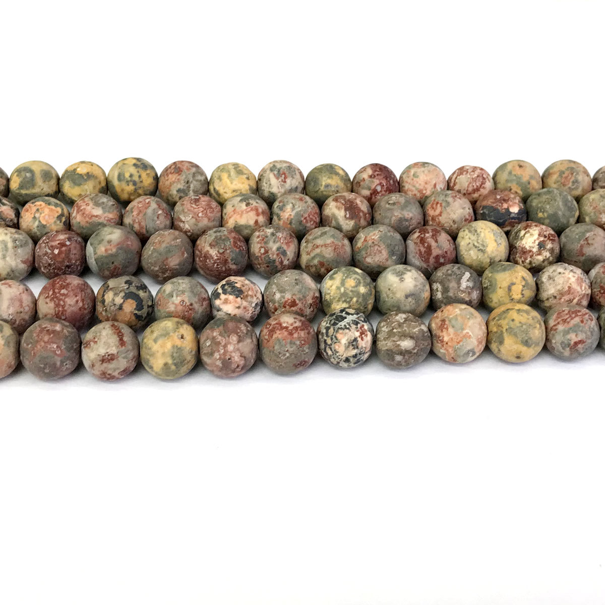 CJP335 Leopard Skin Jasper Beads Matte Round 8mm 15" Strand