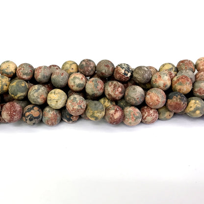 CJP335 Leopard Skin Jasper Beads Matte Round 8mm 15" Strand