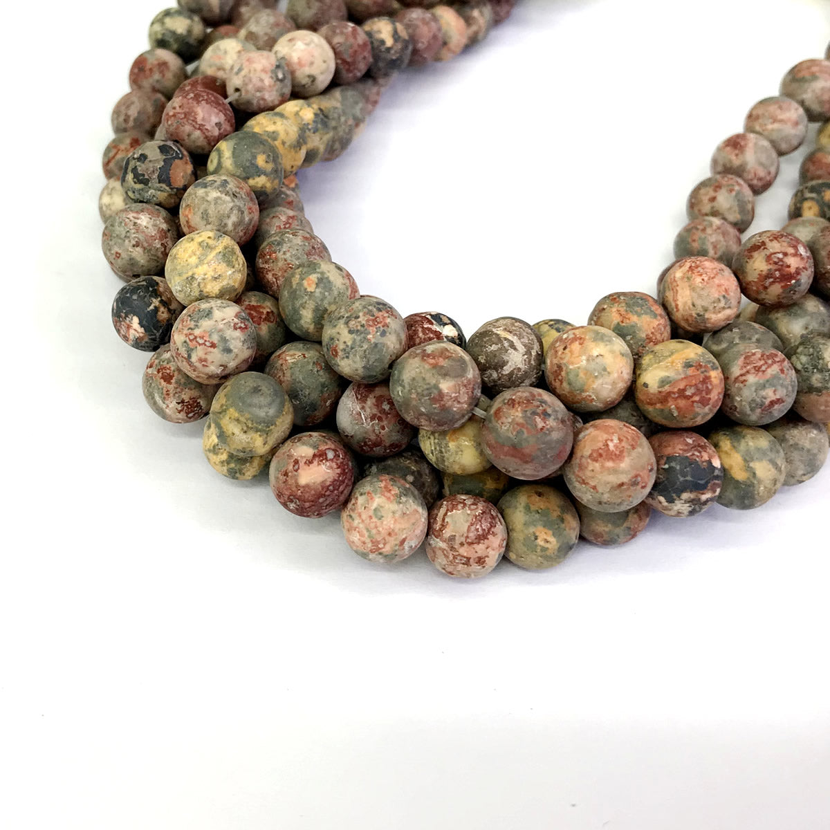 CJP335 Leopard Skin Jasper Beads Matte Round 8mm 15" Strand