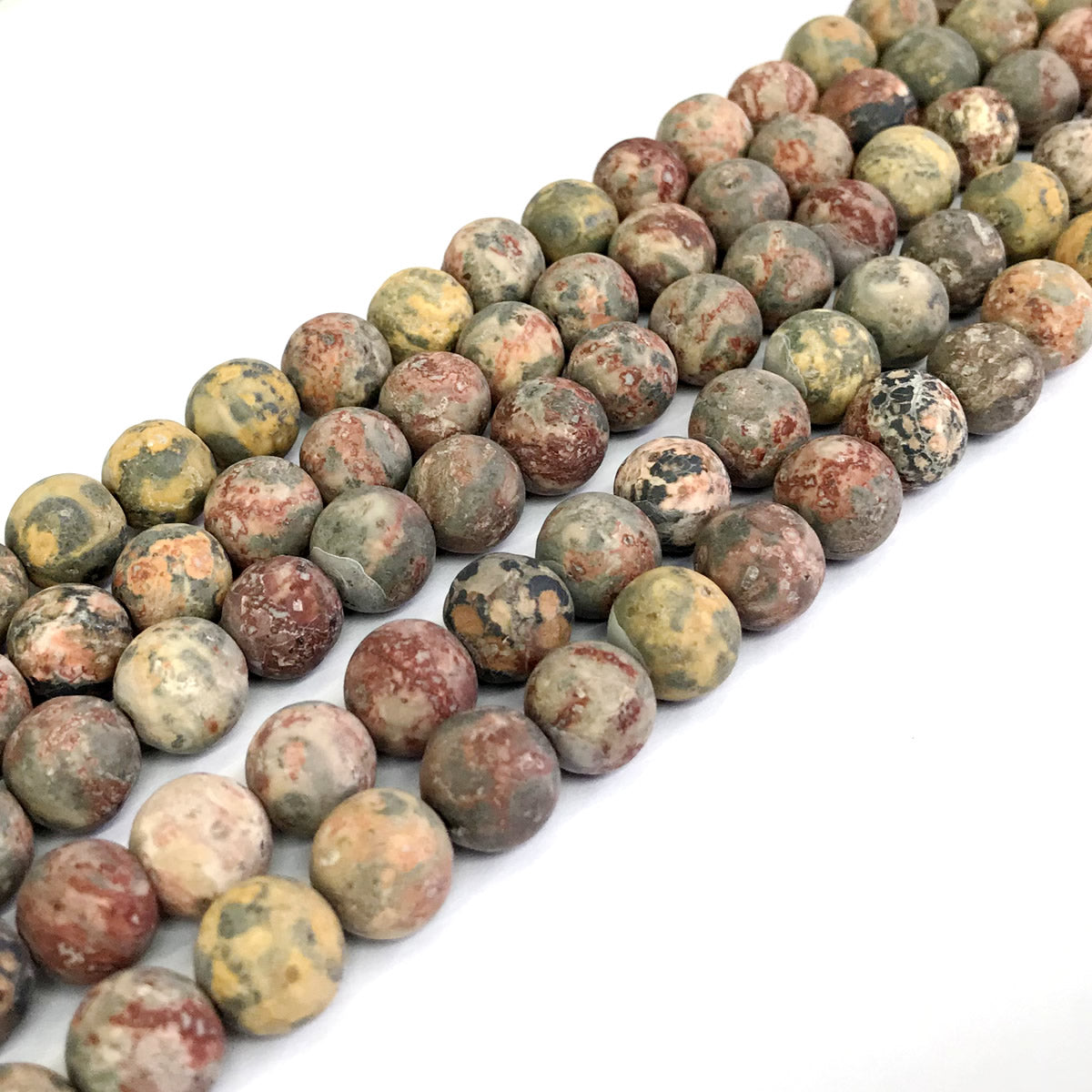 CJP336 Leopard Skin Jasper Beads Matte Round 10mm 15" Strand