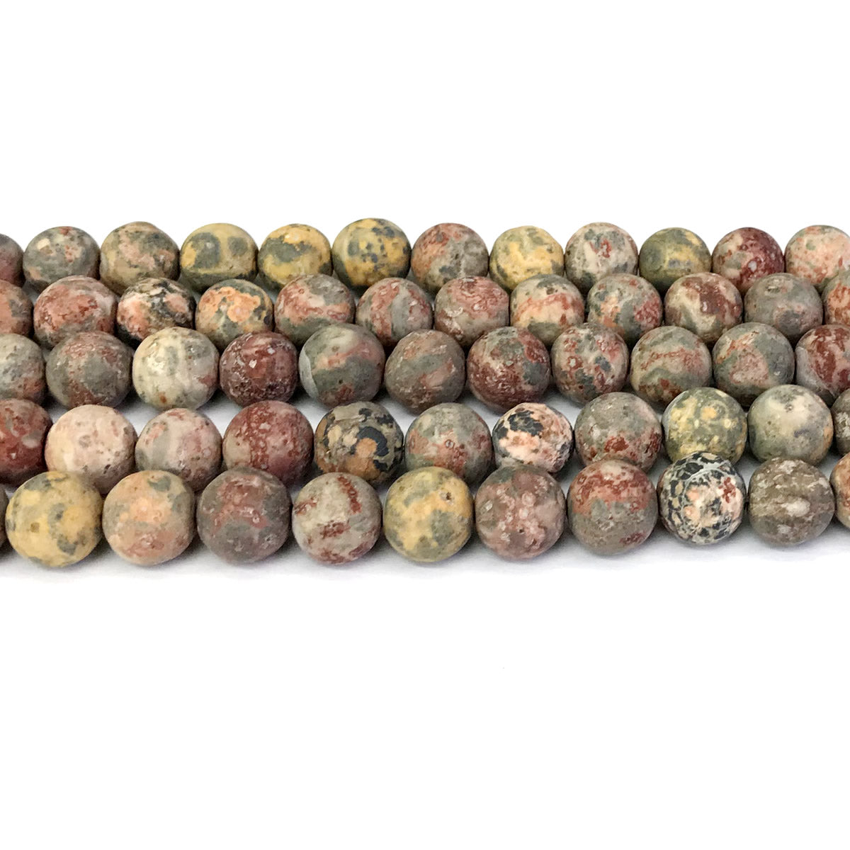 CJP336 Leopard Skin Jasper Beads Matte Round 10mm 15" Strand