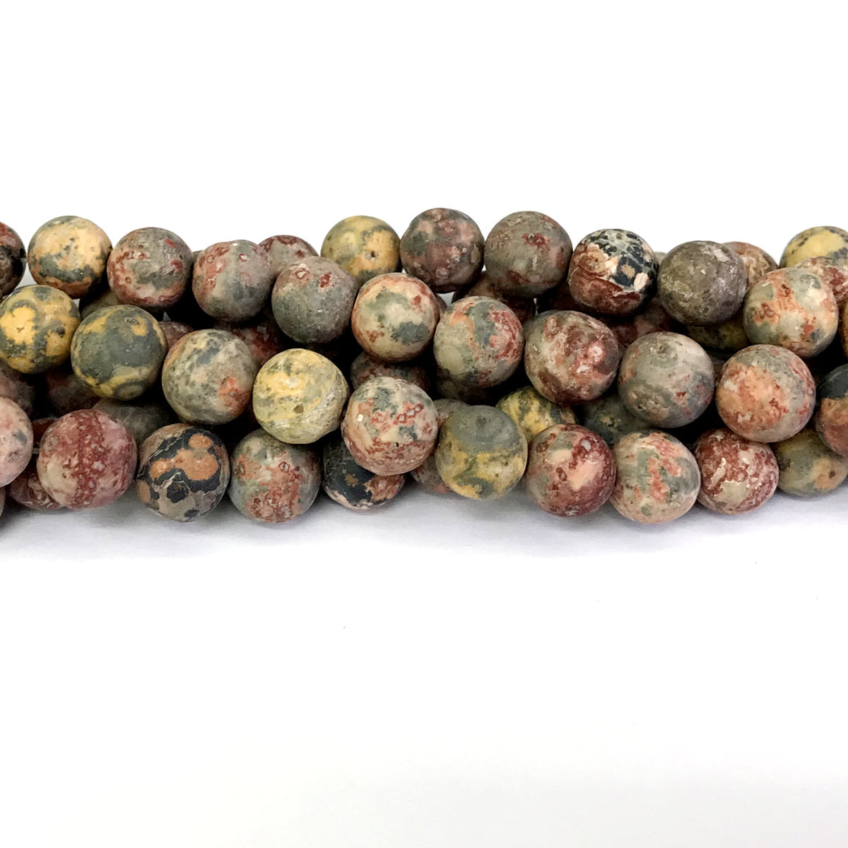 CJP336 Leopard Skin Jasper Beads Matte Round 10mm 15" Strand