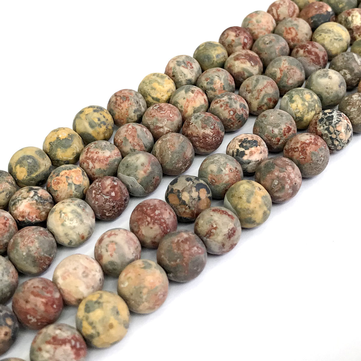 CJP337 Leopard Skin Jasper Beads Matte Round 12mm 15" Strand