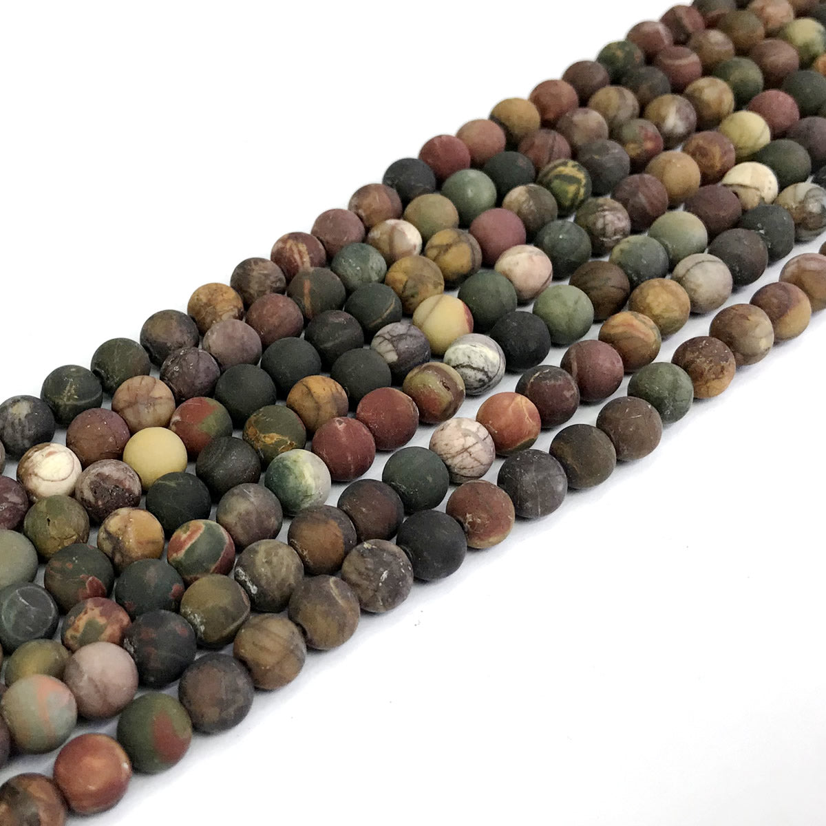 CJP341 Picasso Jasper Beads Matte Round 4mm 15" Strand