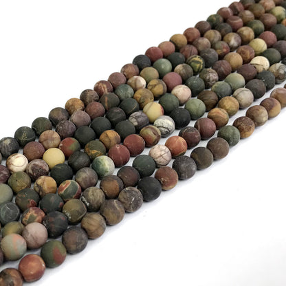 CJP341 Picasso Jasper Beads Matte Round 4mm 15" Strand