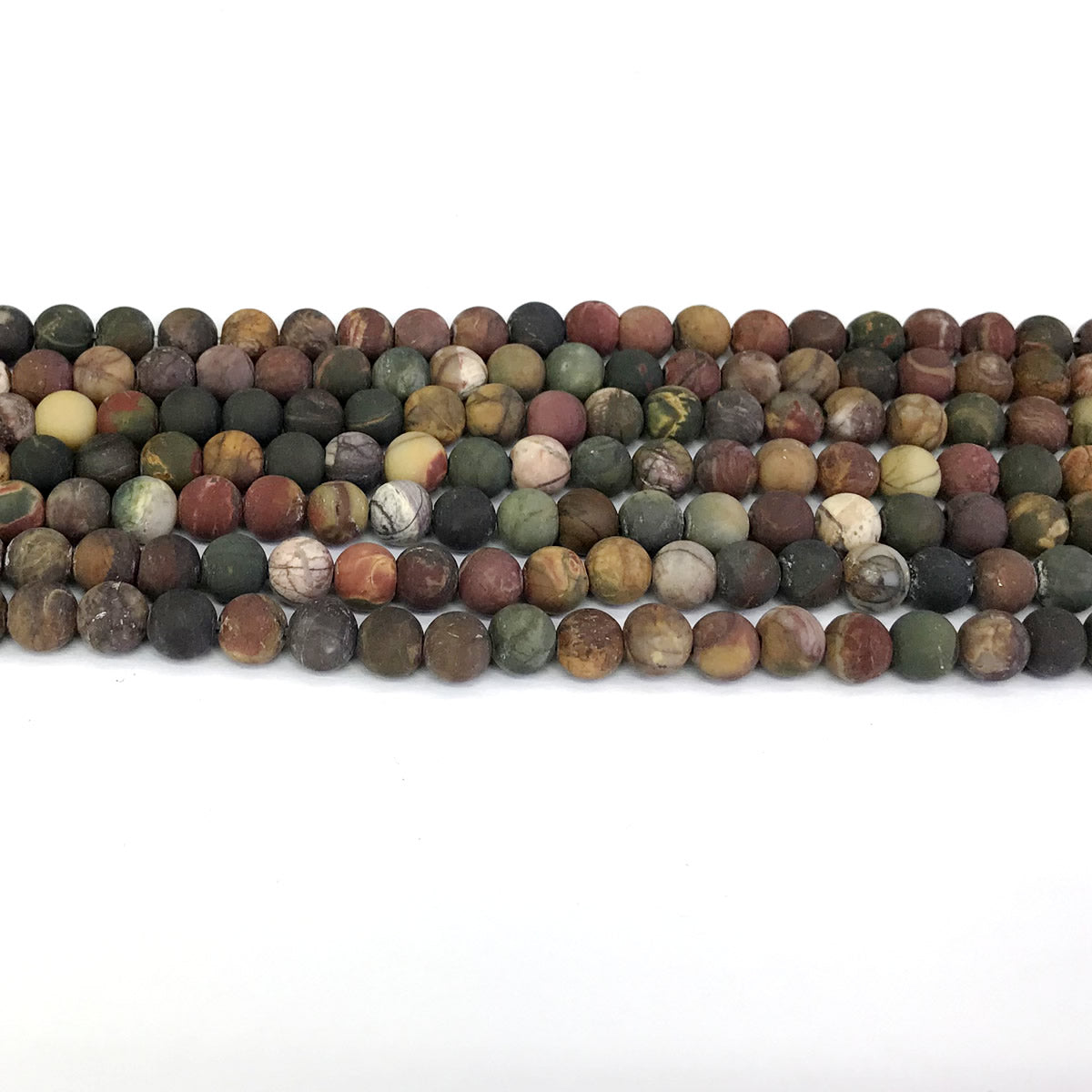 CJP341 Picasso Jasper Beads Matte Round 4mm 15" Strand