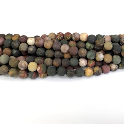 CJP341 Picasso Jasper Beads Matte Round 4mm 15" Strand