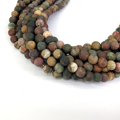 CJP341 Picasso Jasper Beads Matte Round 4mm 15" Strand