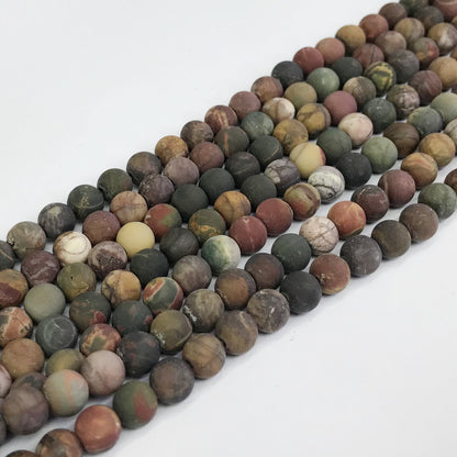 CJP342 Picasso Jasper Beads Matte Round 6mm 15" Strand