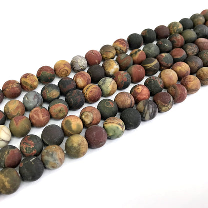 CJP343 Picasso Jasper Beads Matte Round 8mm 15" Strand