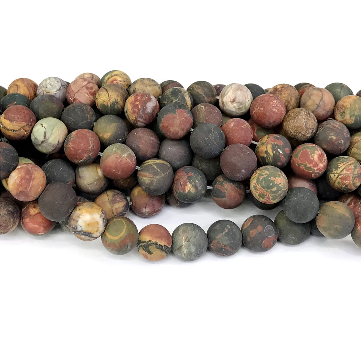 CJP343 Picasso Jasper Beads Matte Round 8mm 15" Strand