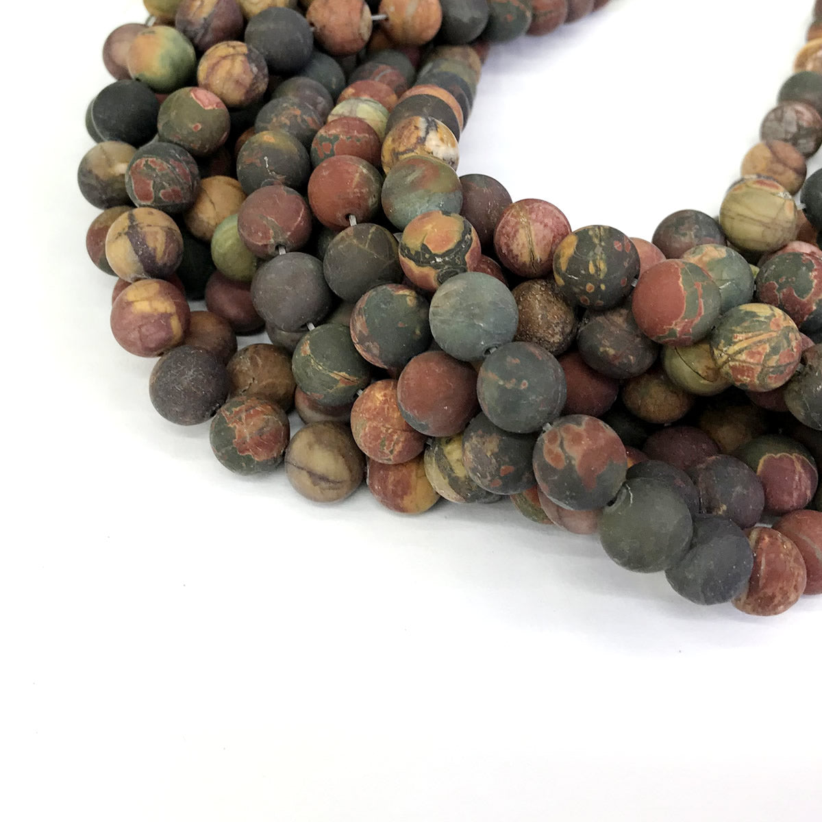 CJP343 Picasso Jasper Beads Matte Round 8mm 15" Strand