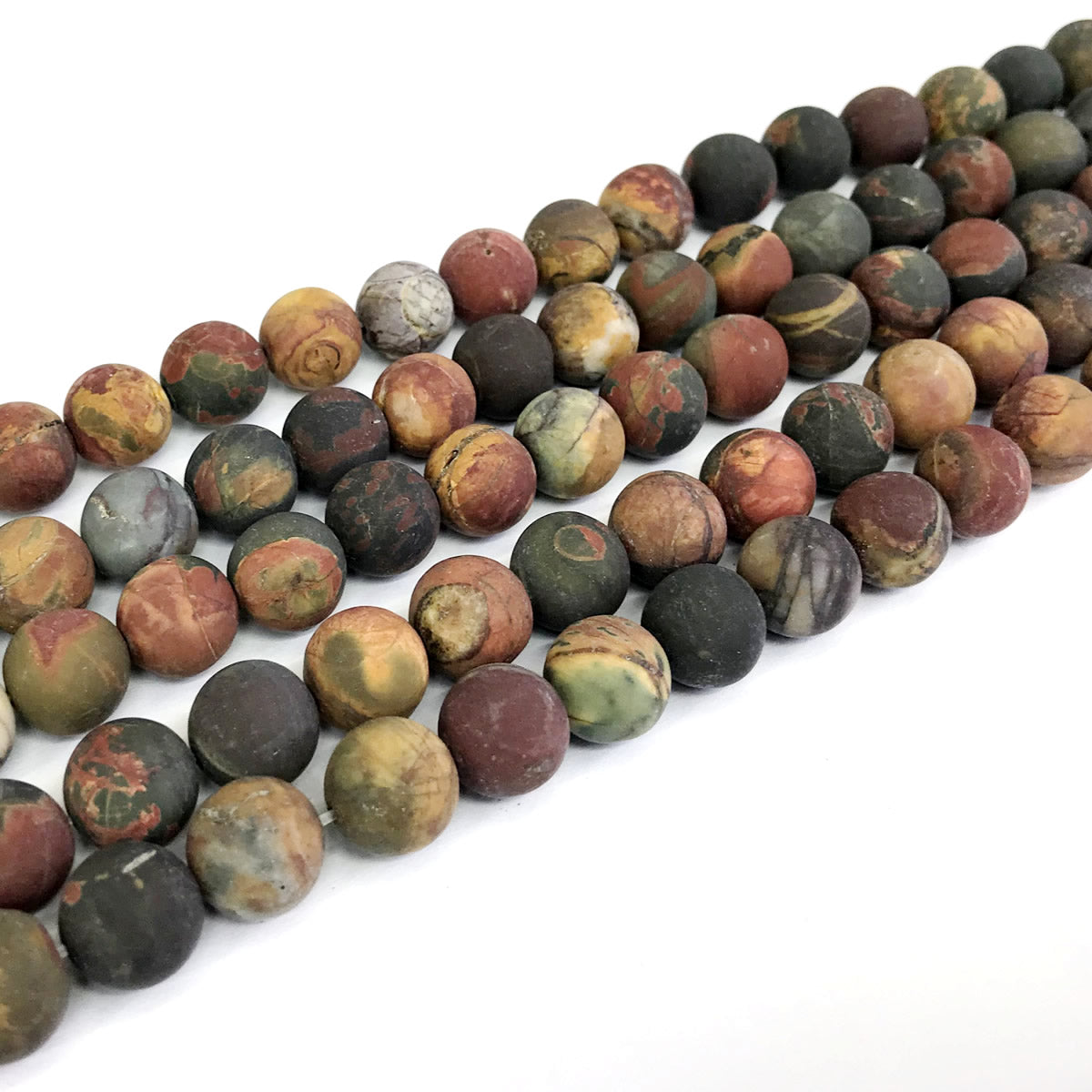 CJP344 Picasso Jasper Beads Matte Round 10mm 15" Strand