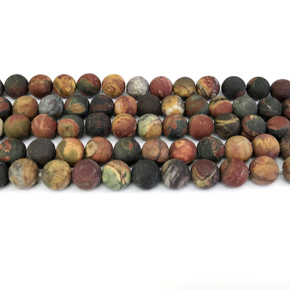 CJP344 Picasso Jasper Beads Matte Round 10mm 15" Strand