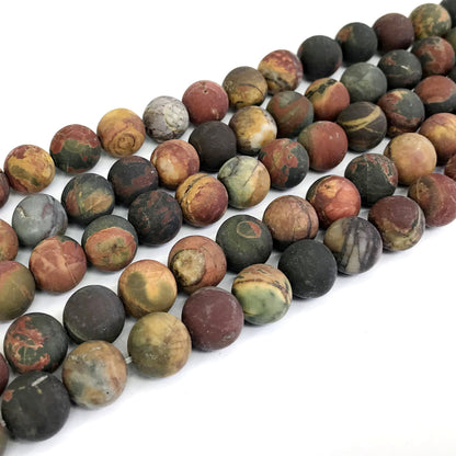 CJP345 Picasso Jasper Beads Matte Round 12mm 15" Strand