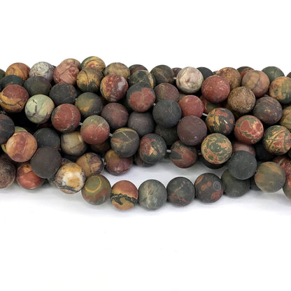 CJP345 Picasso Jasper Beads Matte Round 12mm 15" Strand