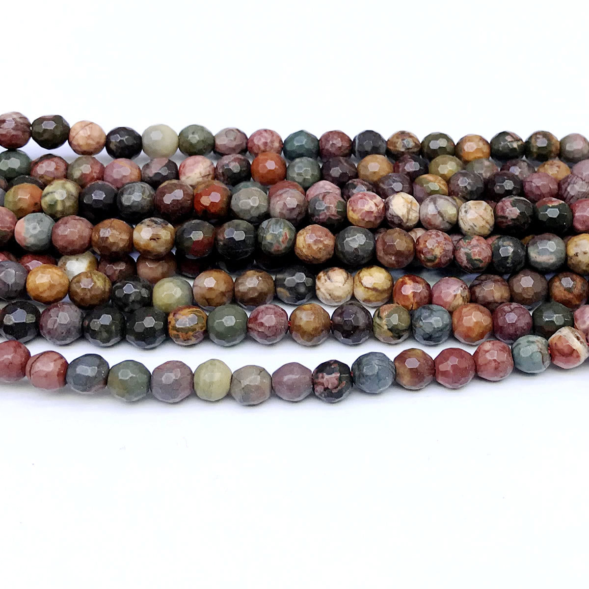 CJP42 Picasso Jasper Beads Faceted Round 6mm 15" Strand