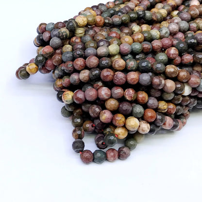 CJP42 Picasso Jasper Beads Faceted Round 6mm 15" Strand