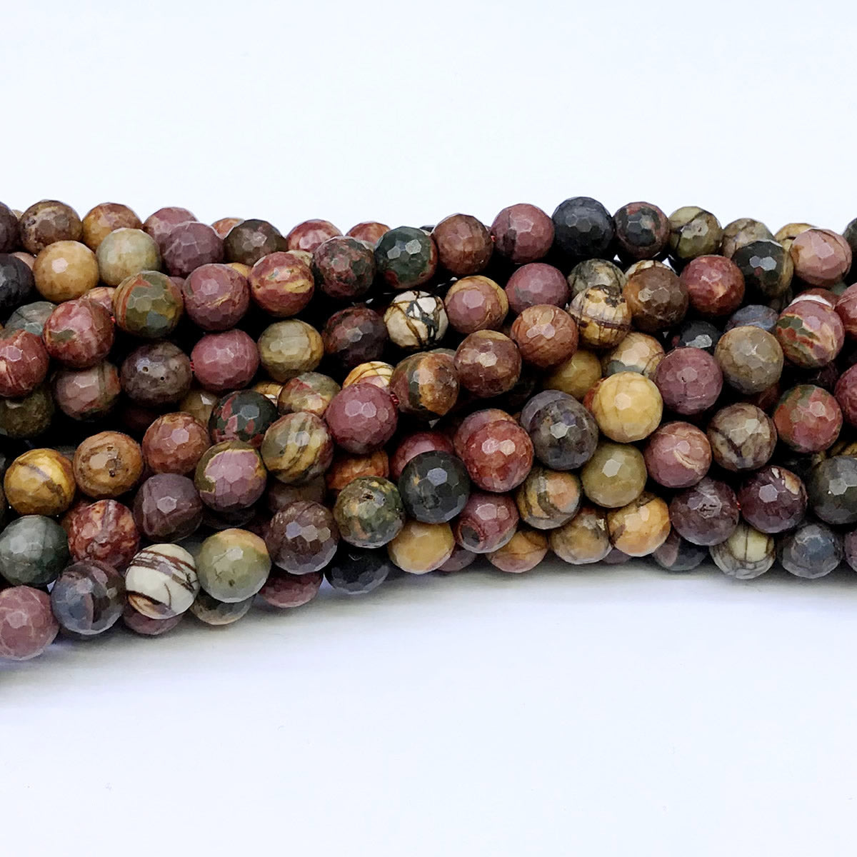 CJP43 Picasso Jasper Beads Faceted Round 8mm 15" Strand