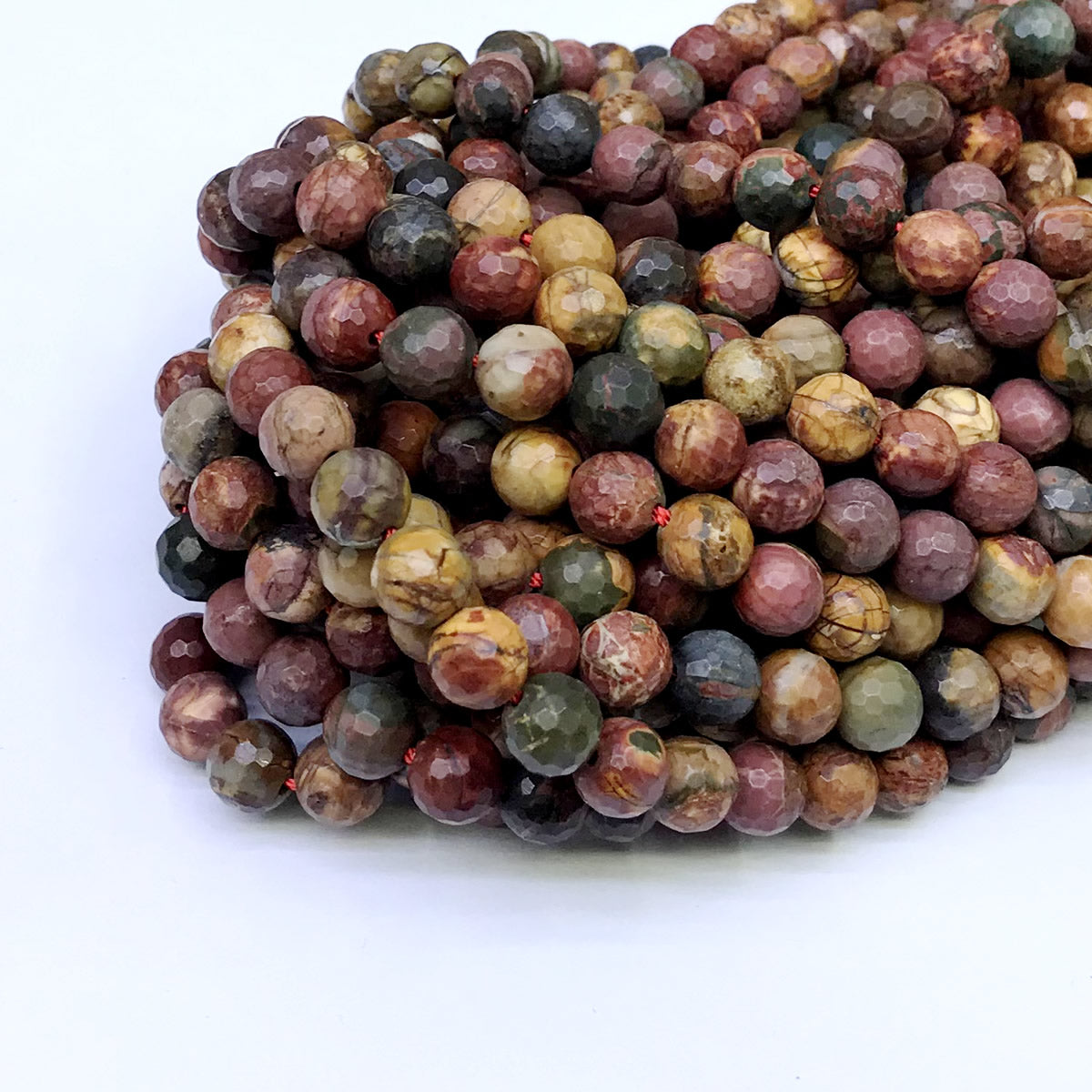 CJP43 Picasso Jasper Beads Faceted Round 8mm 15" Strand