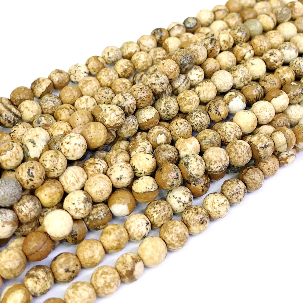 CJP47 Picture Jasper Beads Faceted Round 6mm 15" Strand