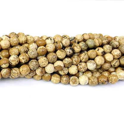 CJP47 Picture Jasper Beads Faceted Round 6mm 15" Strand