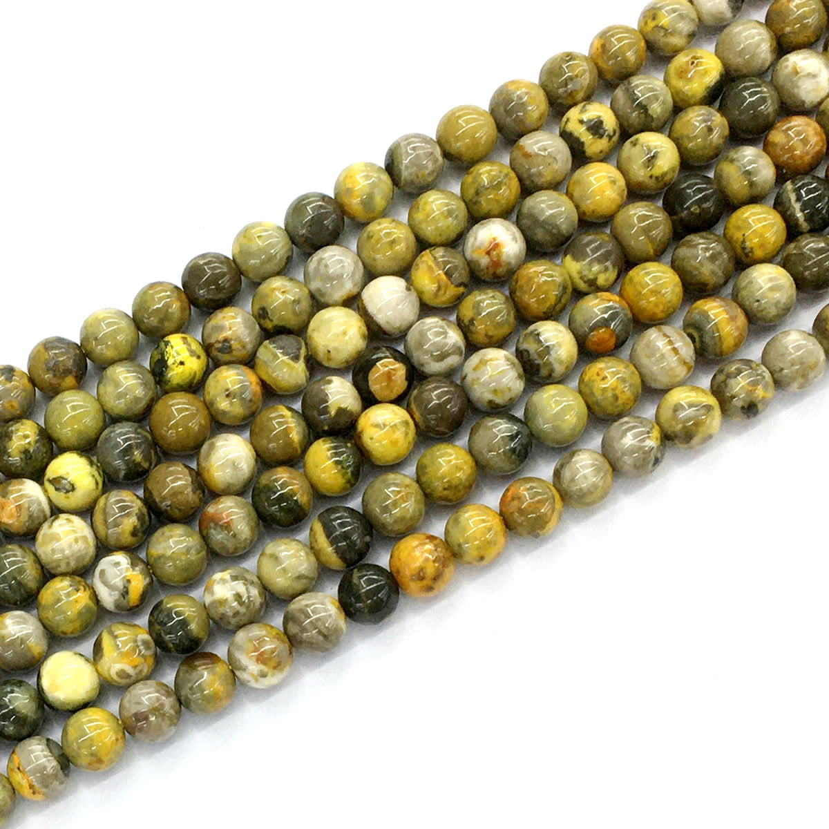 CJP53 Honeybee Jasper Beads Smooth Round 6mm 15.5" Strand