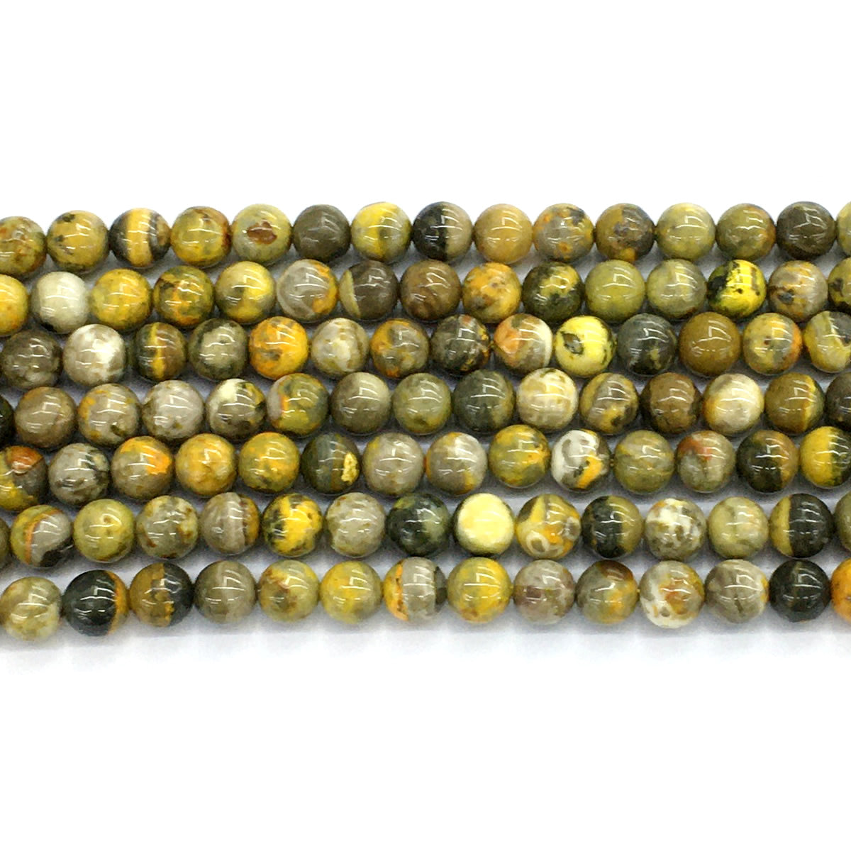 CJP53 Honeybee Jasper Beads Smooth Round 6mm 15.5" Strand