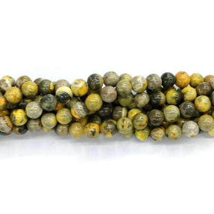 CJP53 Honeybee Jasper Beads Smooth Round 6mm 15.5" Strand