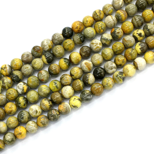 CJP54 Honeybee Jasper Beads Smooth Round 8mm 15.5" Strand