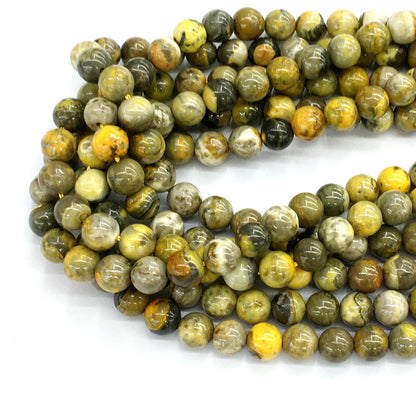 CJP54 Honeybee Jasper Beads Smooth Round 8mm 15.5" Strand