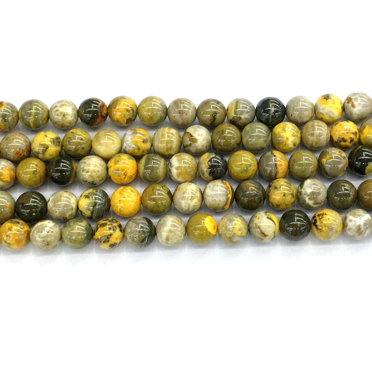 CJP55 Honeybee Jasper Beads Smooth Round 10mm 15.5" Strand