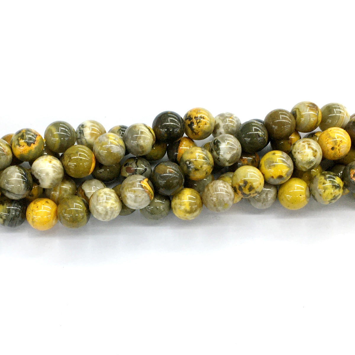 CJP55 Honeybee Jasper Beads Smooth Round 10mm 15.5" Strand