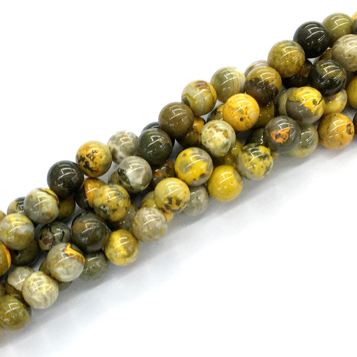 CJP55 Honeybee Jasper Beads Smooth Round 10mm 15.5" Strand