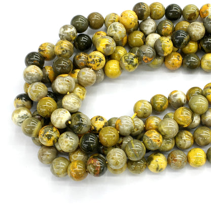 CJP55 Honeybee Jasper Beads Smooth Round 10mm 15.5" Strand