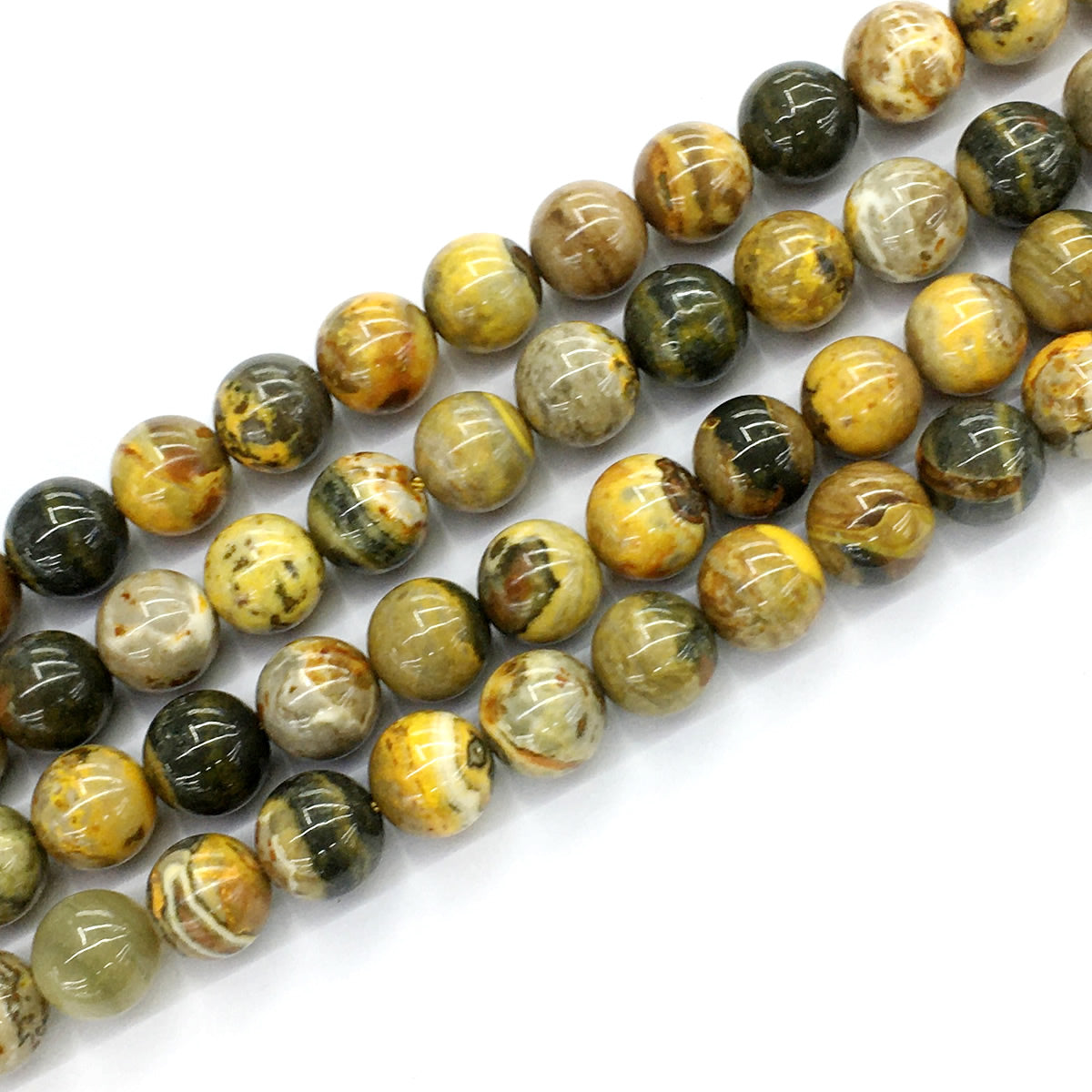 CJP56 Honeybee Jasper Beads Smooth Round 12mm 15.5" Strand