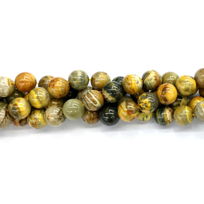 CJP56 Honeybee Jasper Beads Smooth Round 12mm 15.5" Strand