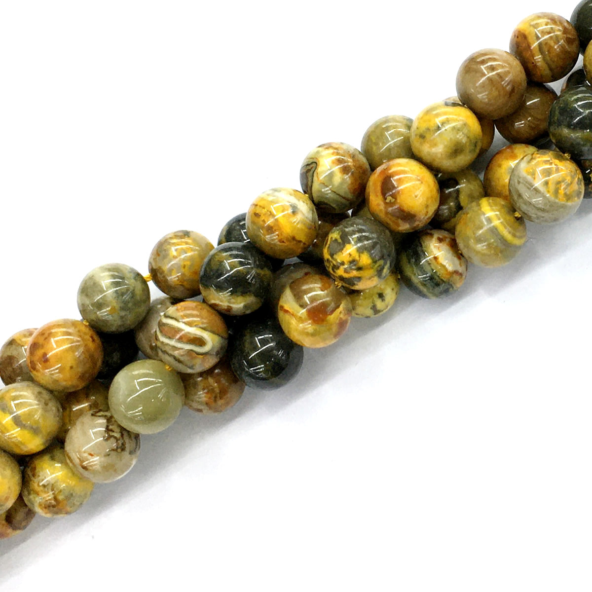 CJP56 Honeybee Jasper Beads Smooth Round 12mm 15.5" Strand