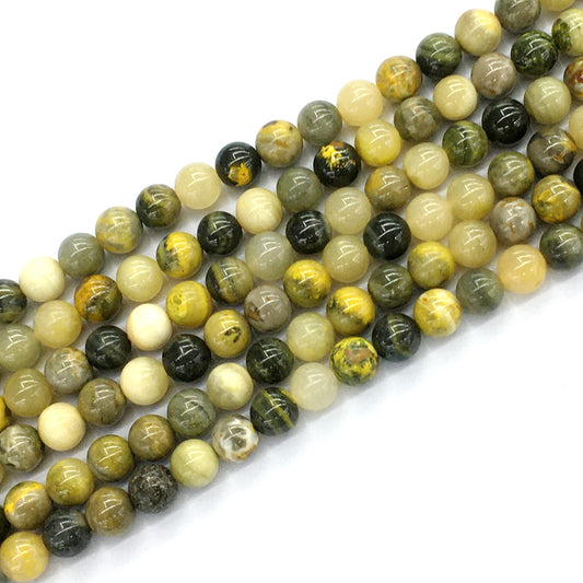 CJP60 Honeybee Jasper Beads Smooth Round 8mm 15.5" Strand