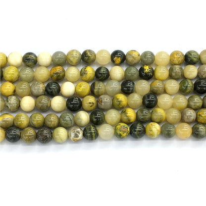 CJP60 Honeybee Jasper Beads Smooth Round 8mm 15.5" Strand