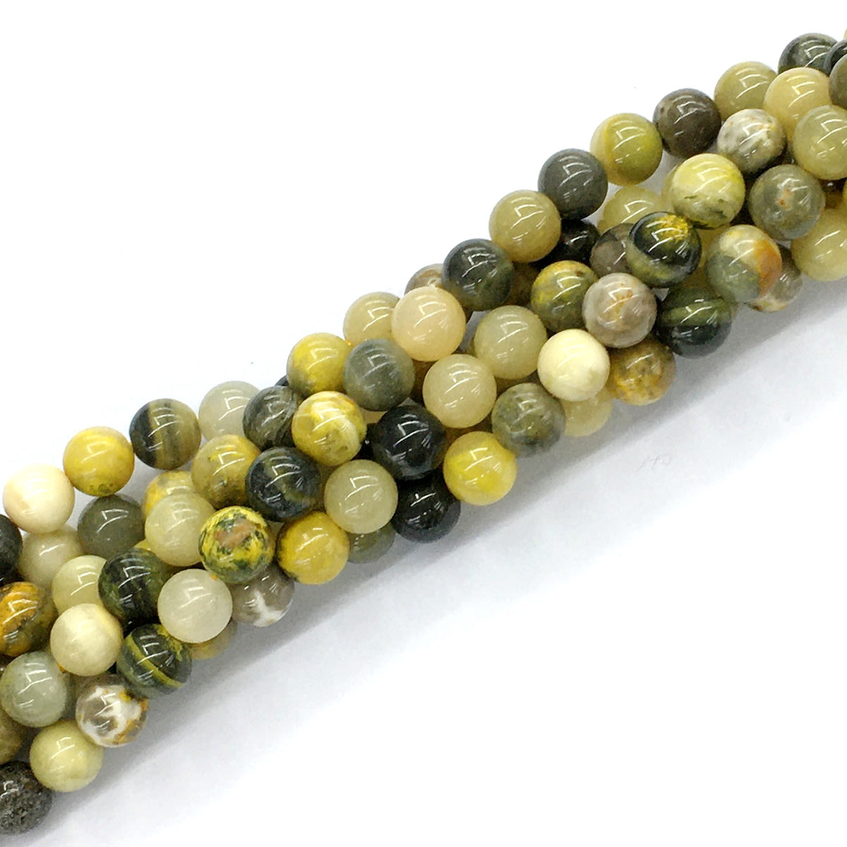 CJP60 Honeybee Jasper Beads Smooth Round 8mm 15.5" Strand